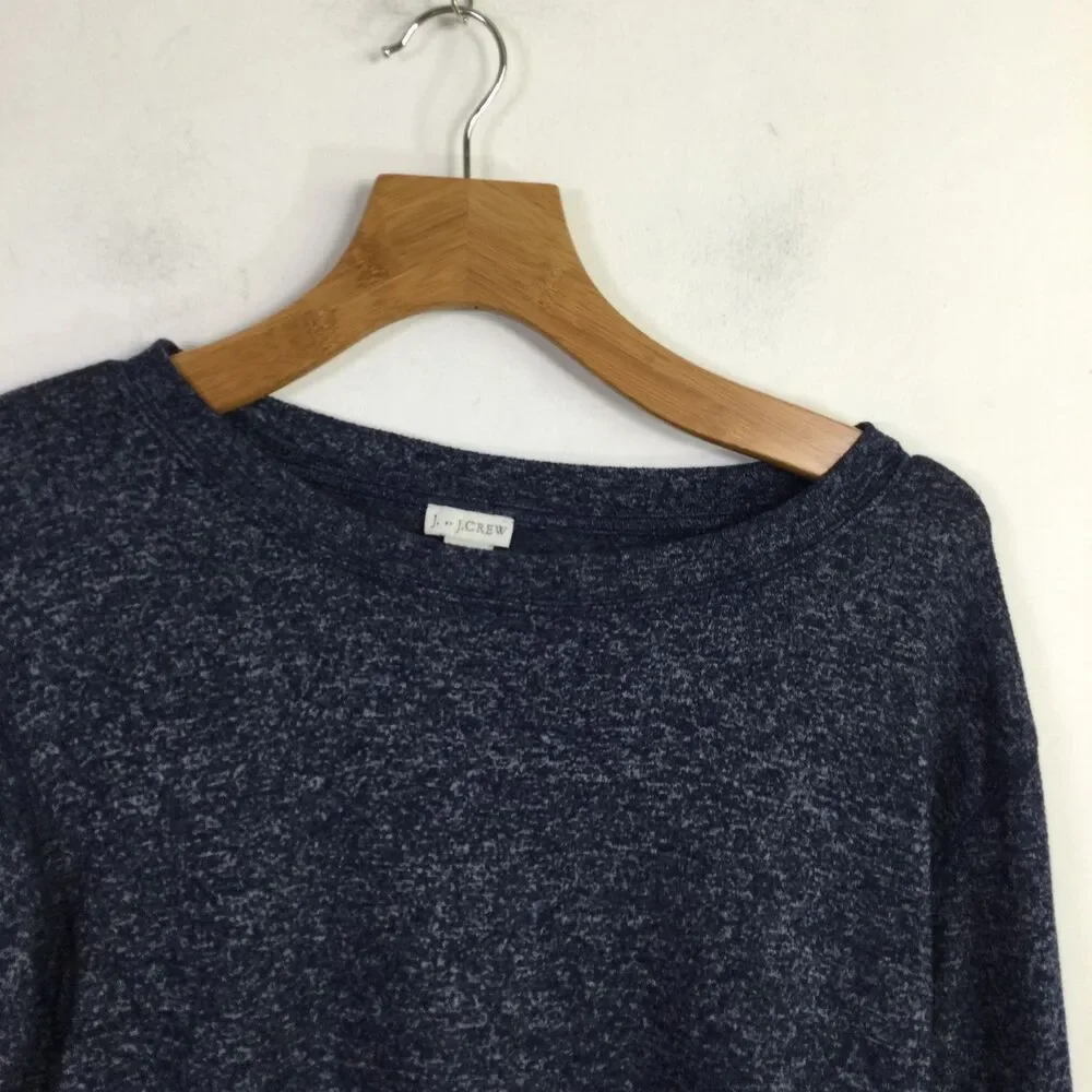 J by J. Crew Women Super Soft Side Tie Crew Neck Sweater Marled Navy Blue Size M